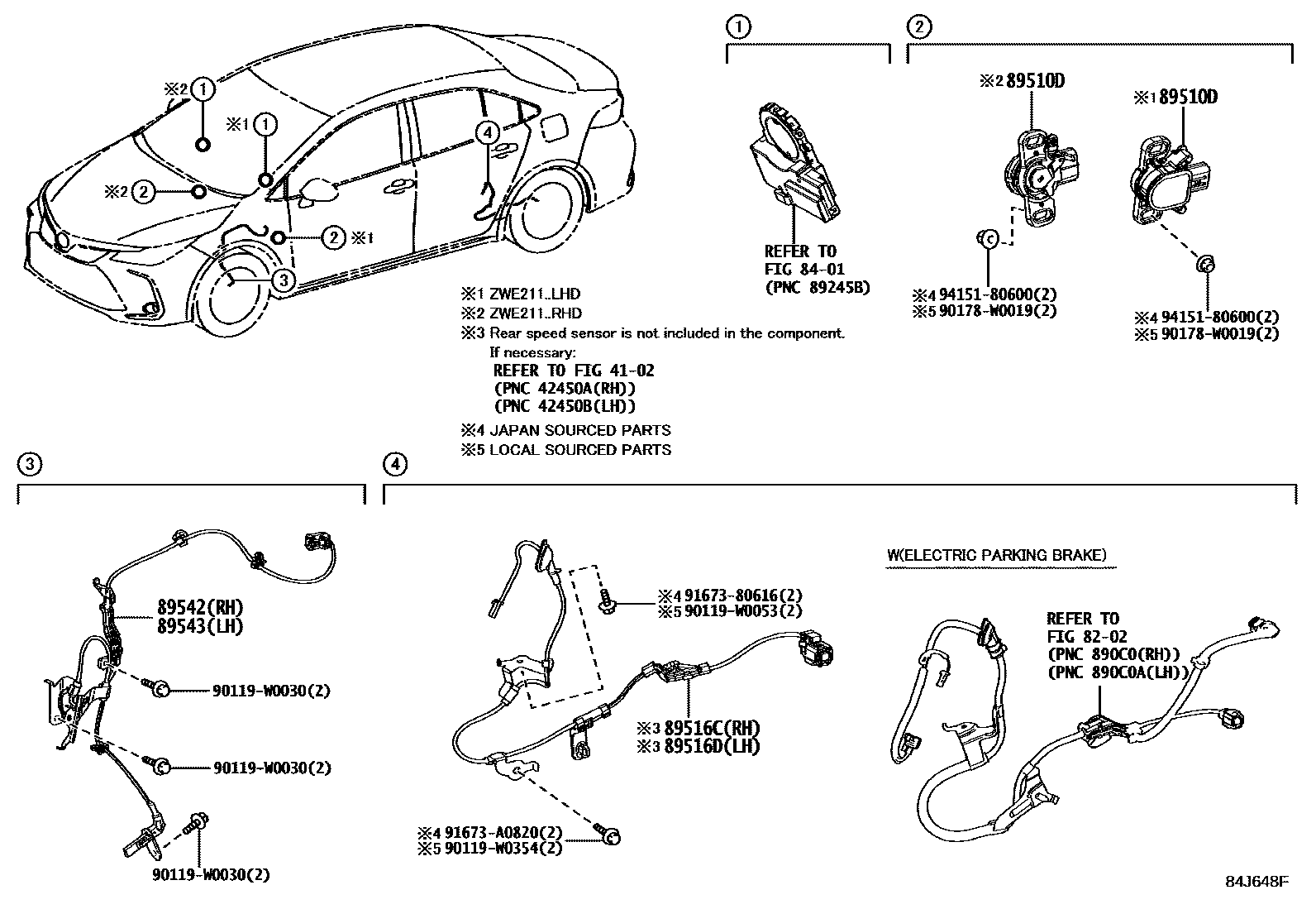 Toyota COROLLA ABS 和 VSC EPC diagram — 84J648F