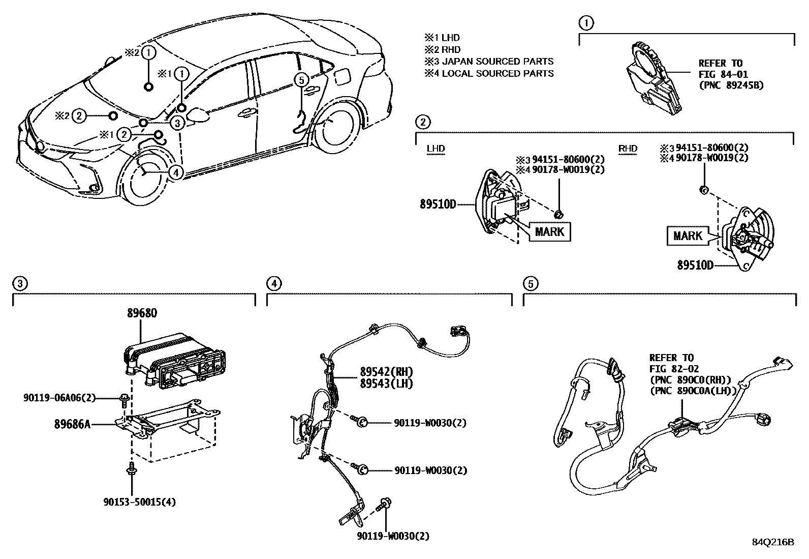 Toyota COROLLA ABS 和 VSC EPC diagram — 84Q216B