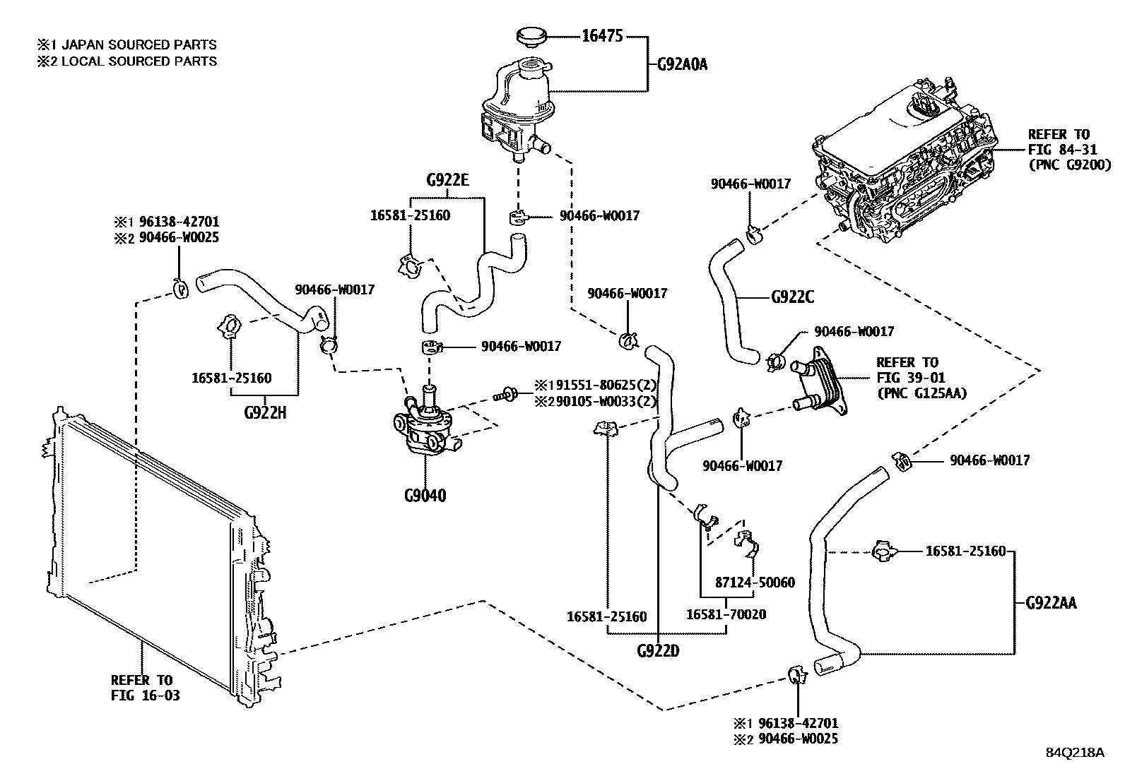 Toyota COROLLA 逆变器冷却系统 EPC diagram — 84Q218A