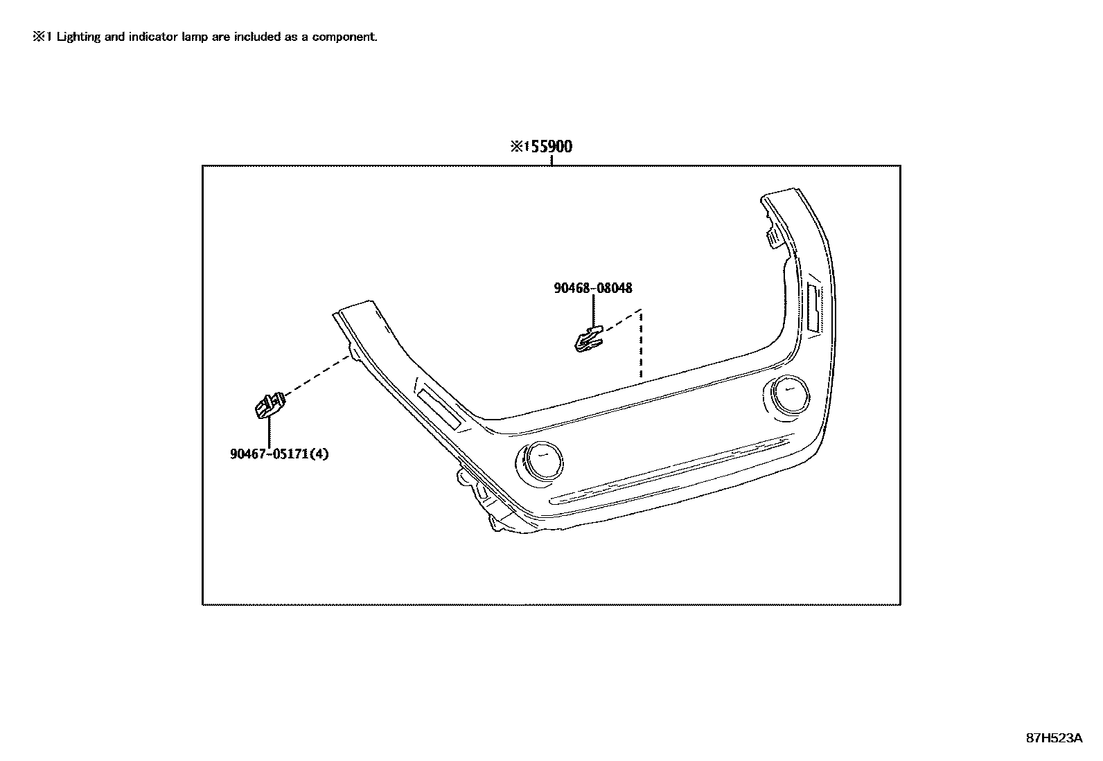 Toyota COROLLA 暖风和空调系统 - 控制器和风管 EPC diagram — 87H523A