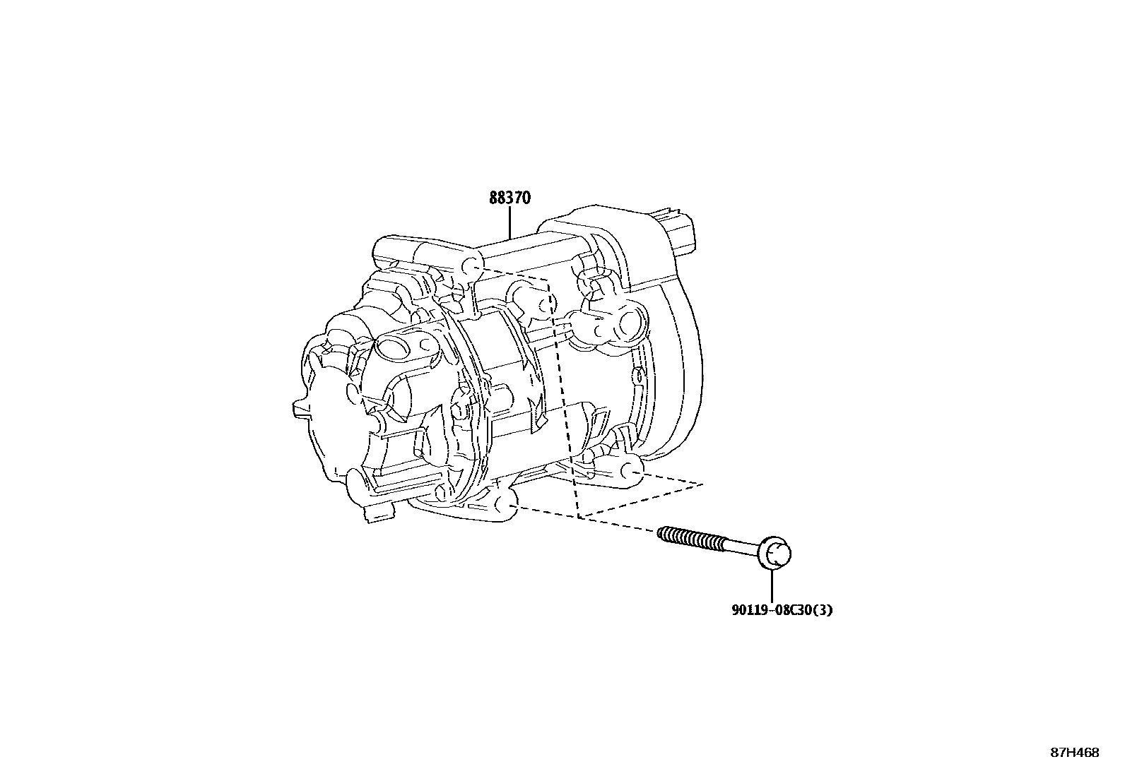 Toyota COROLLA Heating & Air Conditioning - Compressor EPC diagram — 87H468