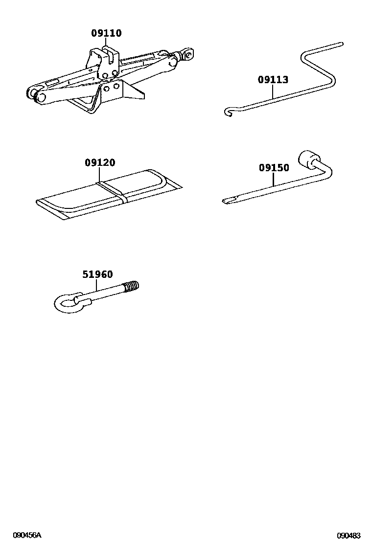 Toyota COROLLA Standard Tools EPC diagram — 090483