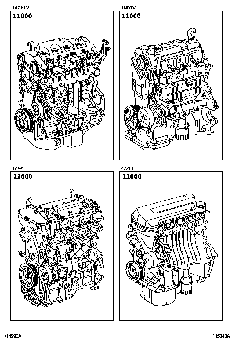 Toyota COROLLA Partial Engine Assembly EPC diagram — 115343A