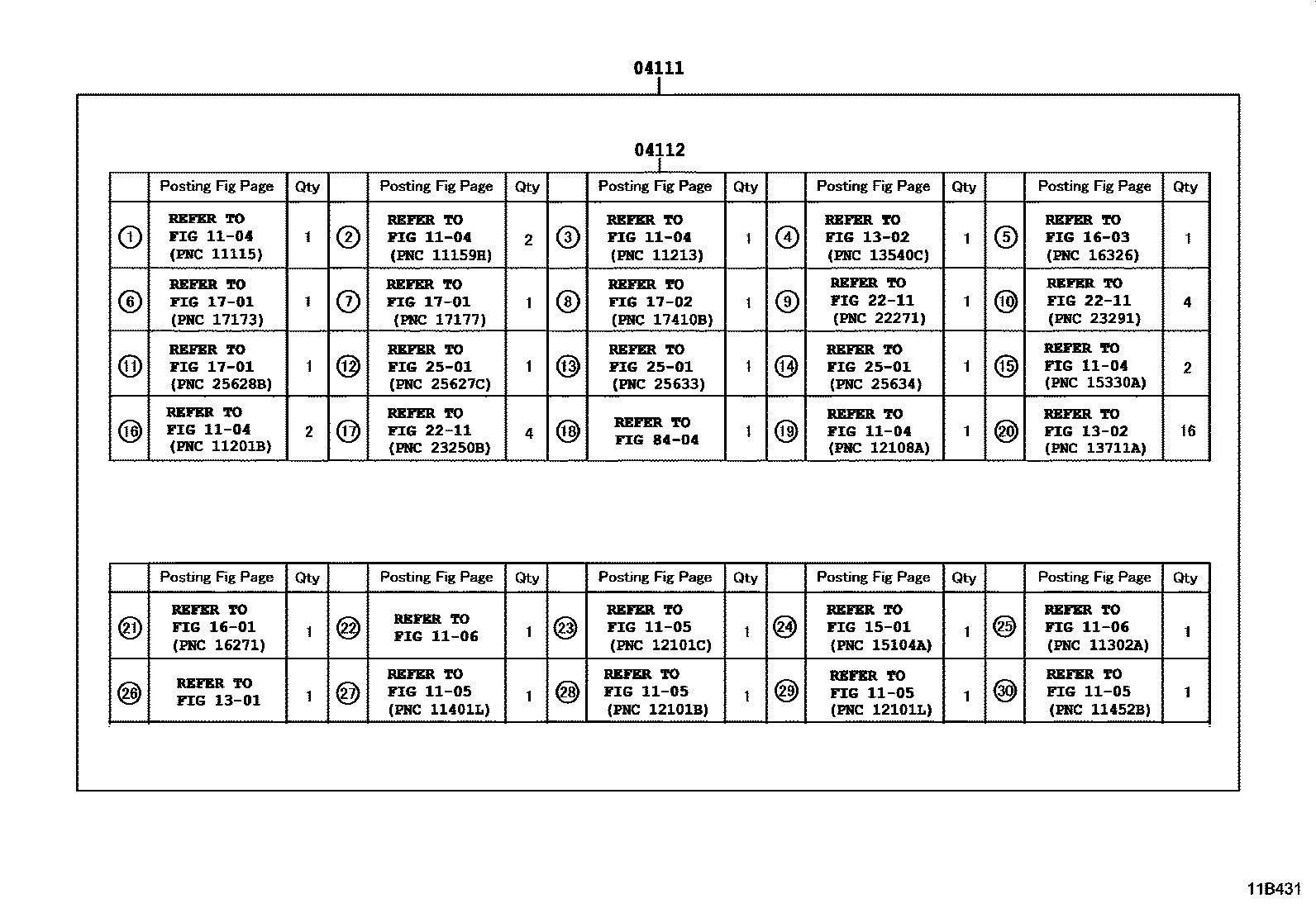 Toyota COROLLA Engine Overhaul Gasket Kit EPC diagram — 11B431
