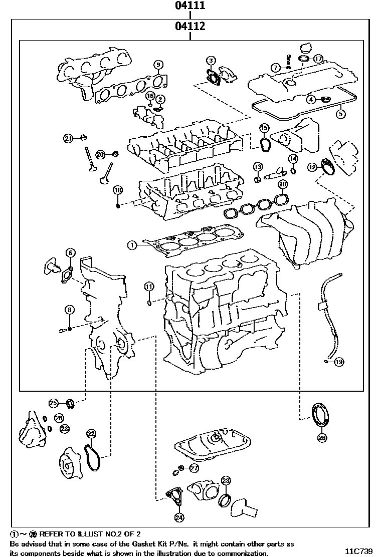 Toyota COROLLA Engine Overhaul Gasket Kit EPC diagram — 11C739