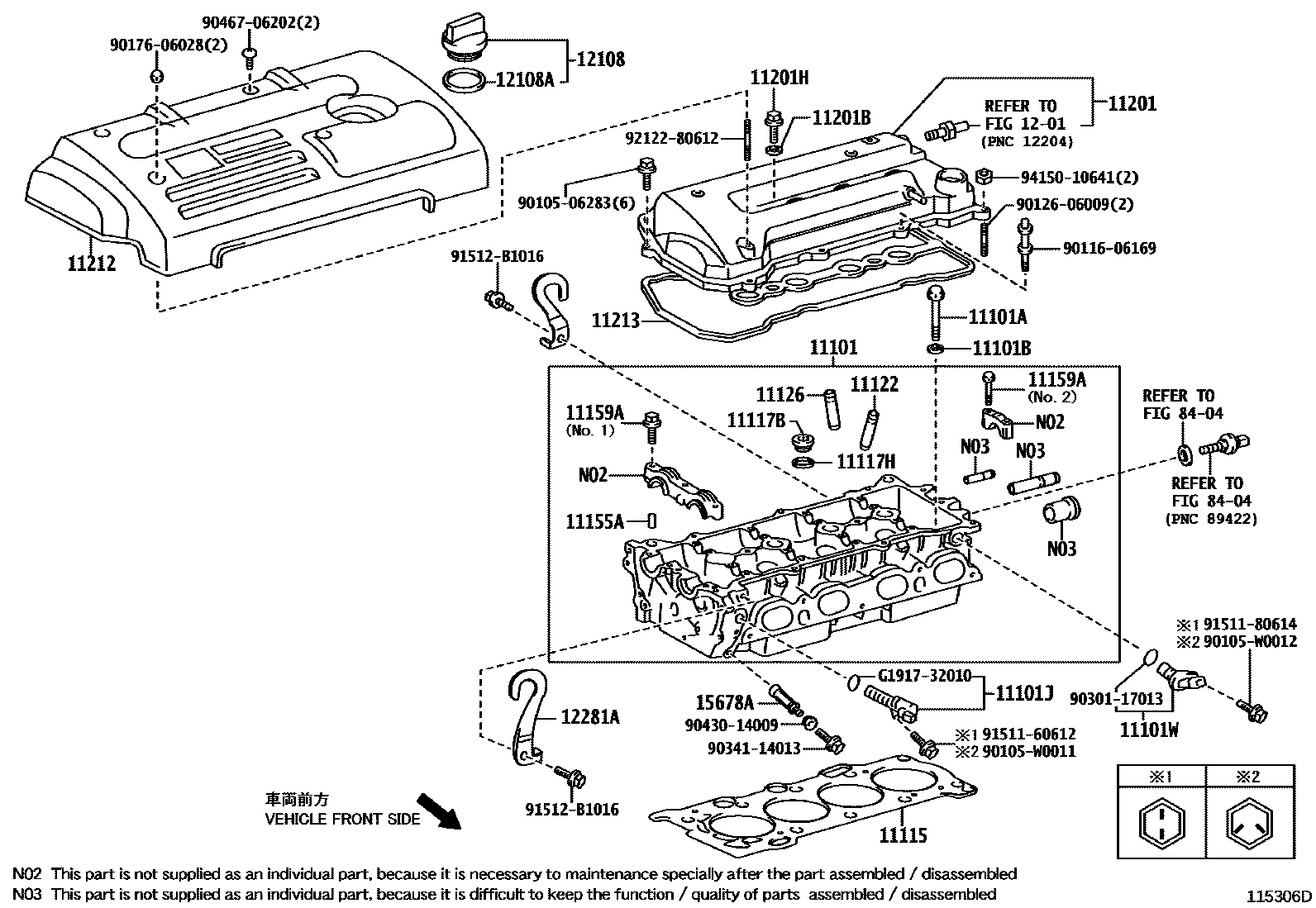 Toyota COROLLA Cylinder Head EPC diagram — 115306D