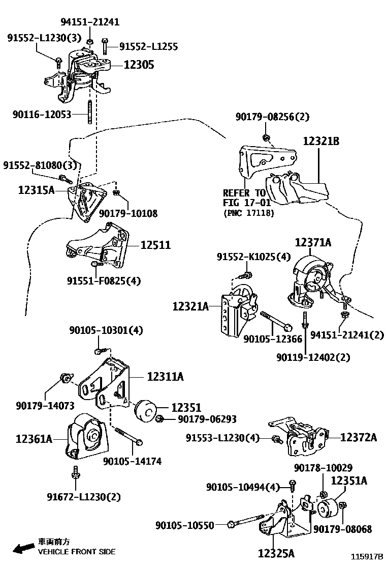 Toyota COROLLA Engine Mounting EPC diagram — 115917B