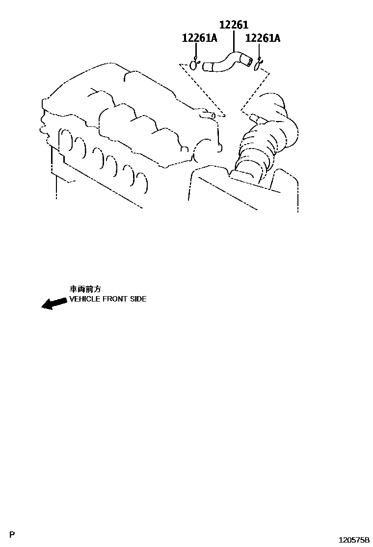 Toyota COROLLA Ventilation Hose EPC diagram — 120575B