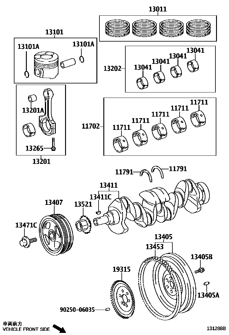 Toyota COROLLA Crankshaft & Piston EPC diagram — 131288B