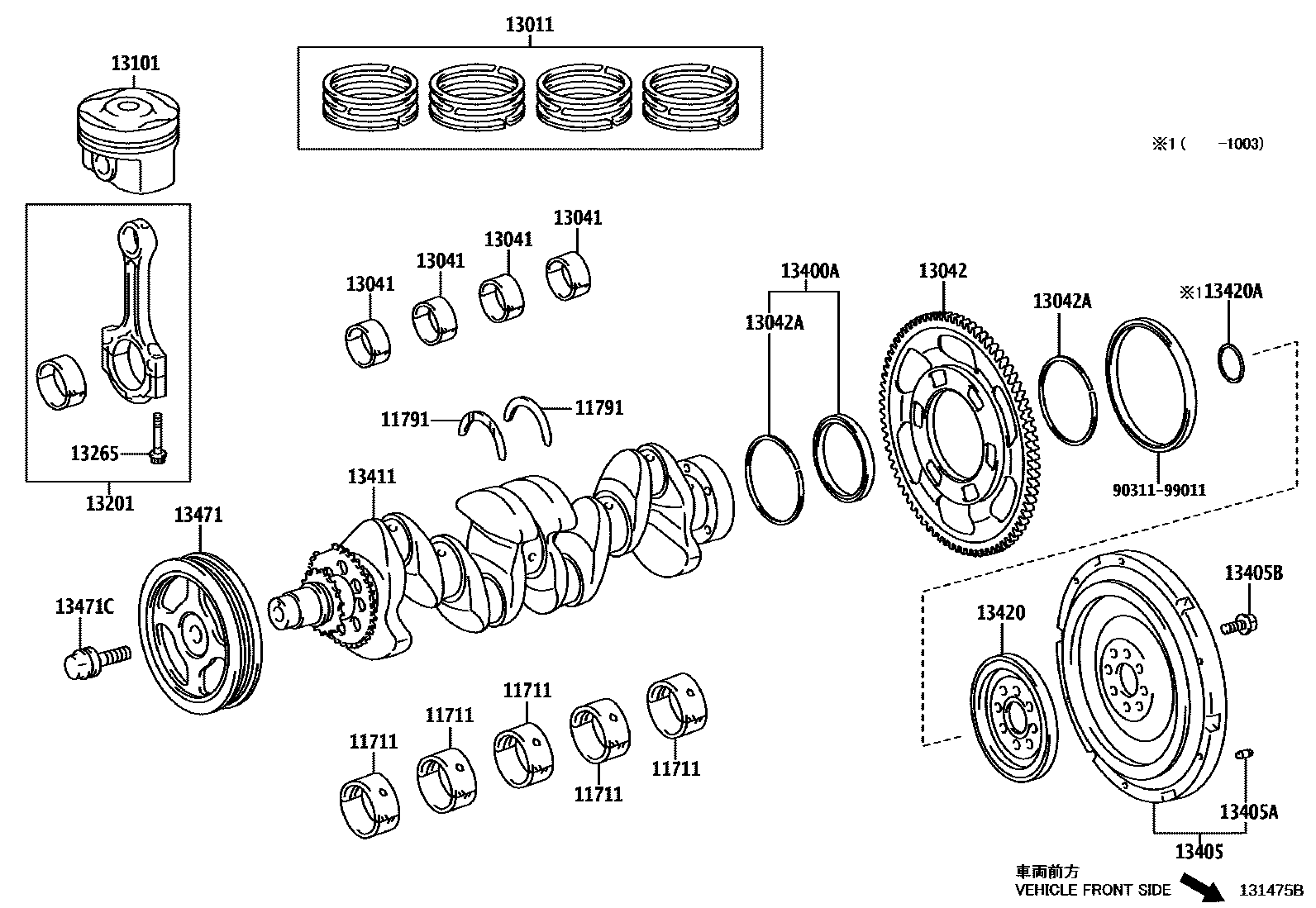 Toyota COROLLA Crankshaft & Piston EPC diagram — 131475B