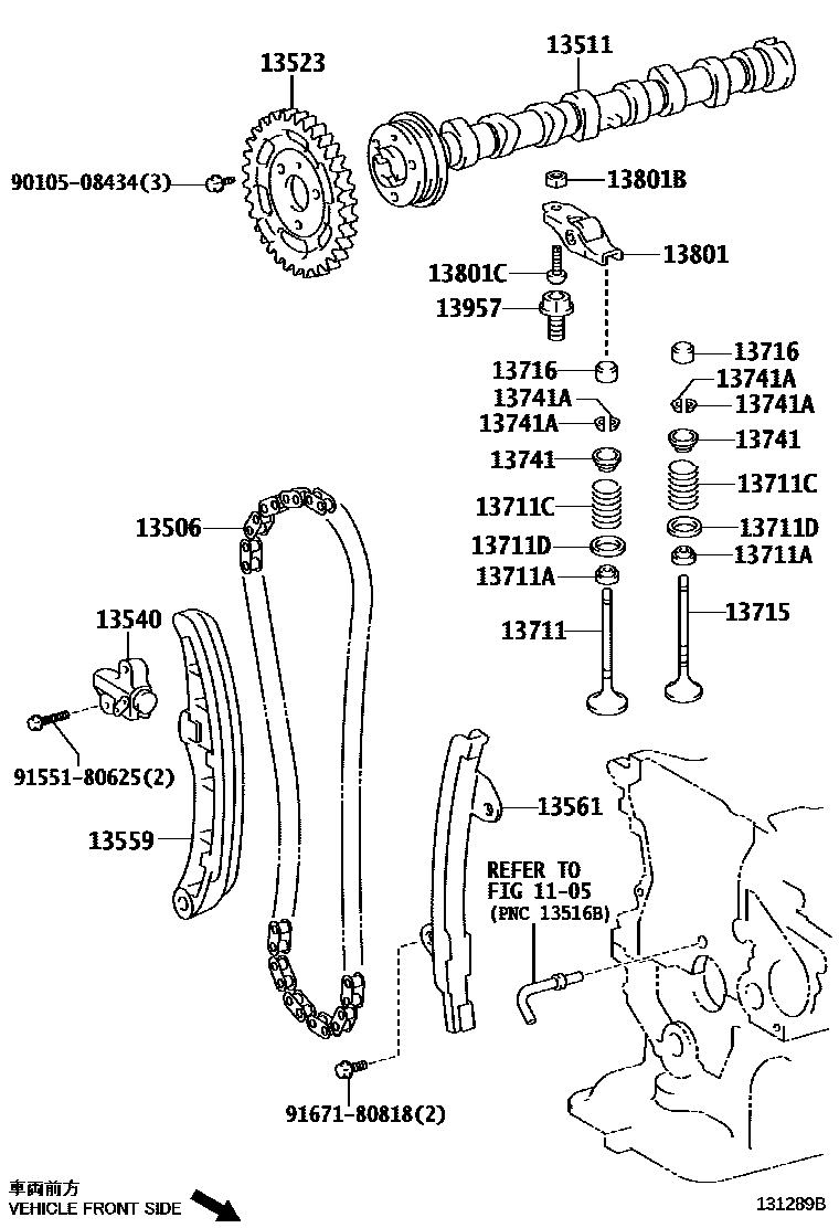 Toyota COROLLA Camshaft & Valve EPC diagram — 131289B