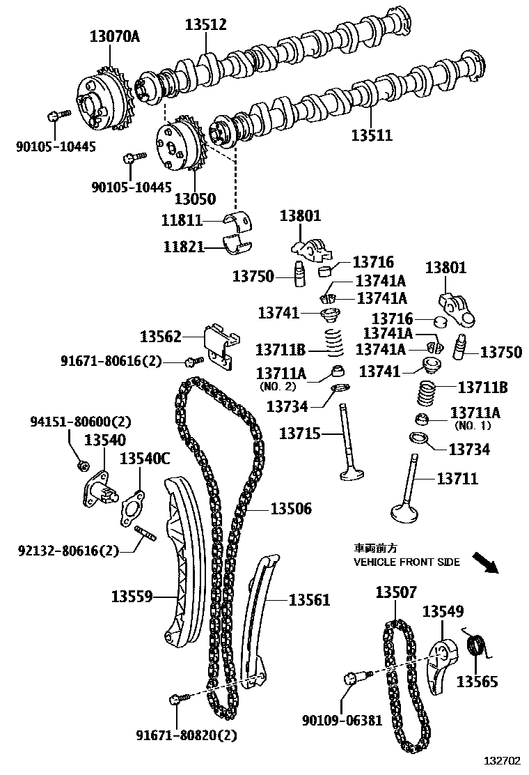 Toyota COROLLA Camshaft & Valve EPC diagram — 132702