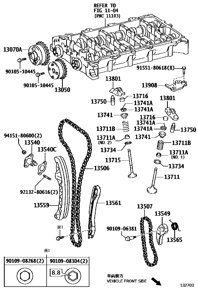 Toyota COROLLA Camshaft & Valve EPC diagram — 132703