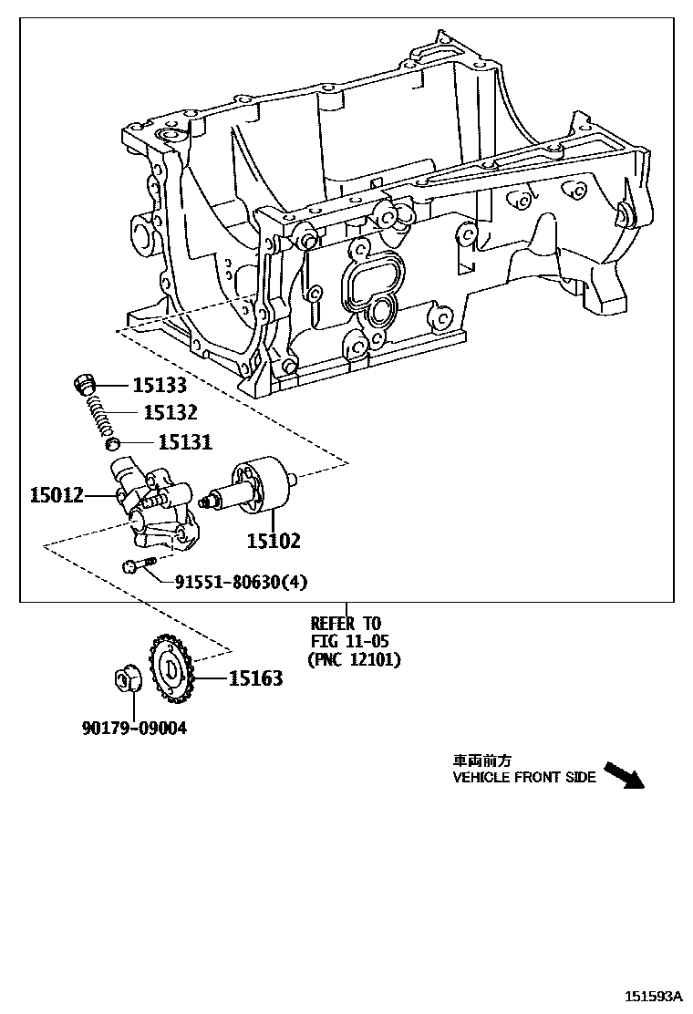 Toyota COROLLA Engine Oil Pump EPC diagram — 151593A