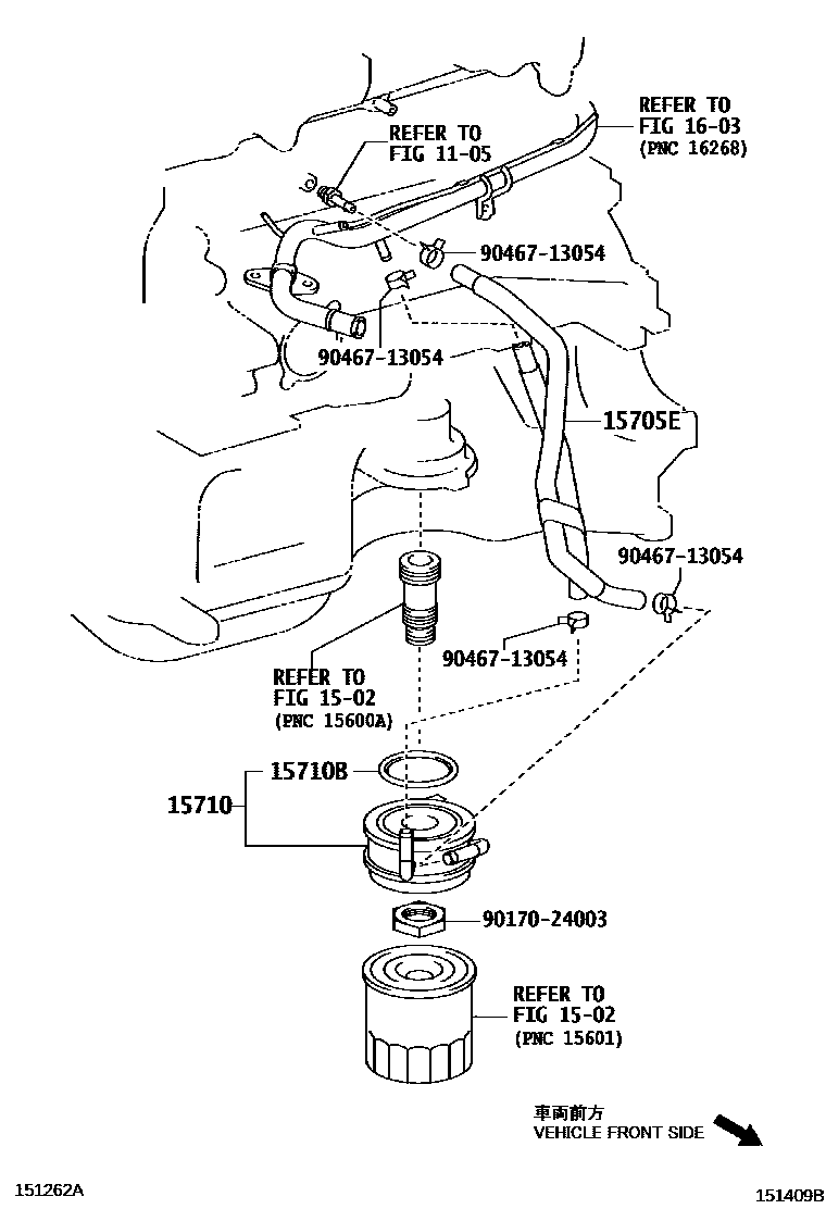 Toyota COROLLA Engine Oil Cooler EPC diagram — 151409B