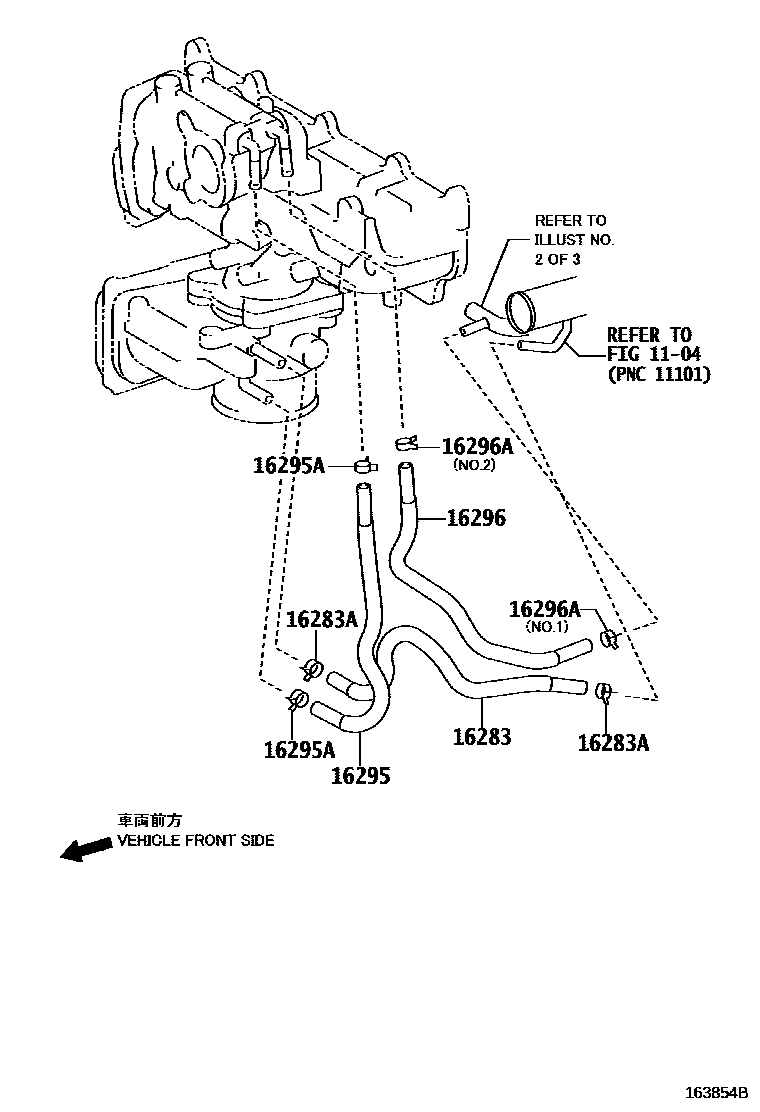 Toyota COROLLA RADIATOR & WATER OUTLET EPC diagram — 163854B