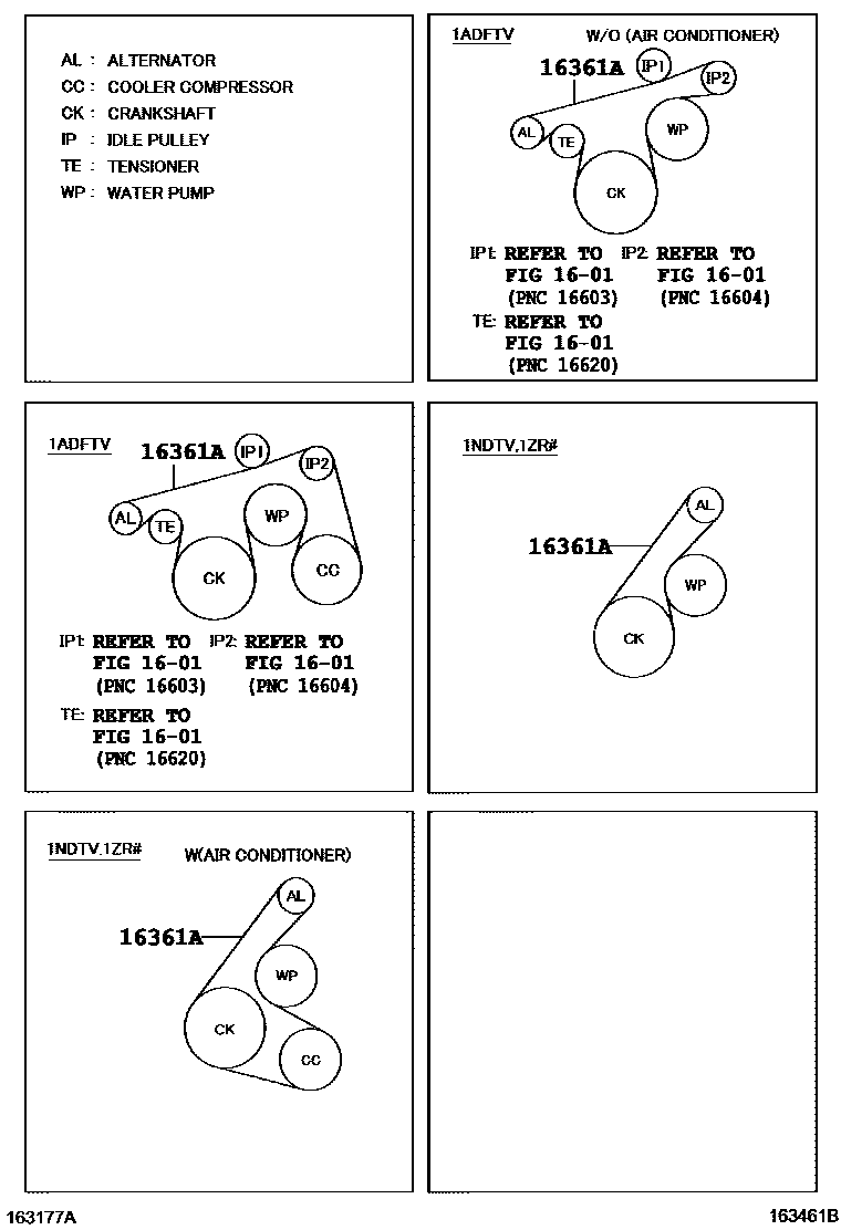 Toyota COROLLA V-Belt EPC diagram — 163461B