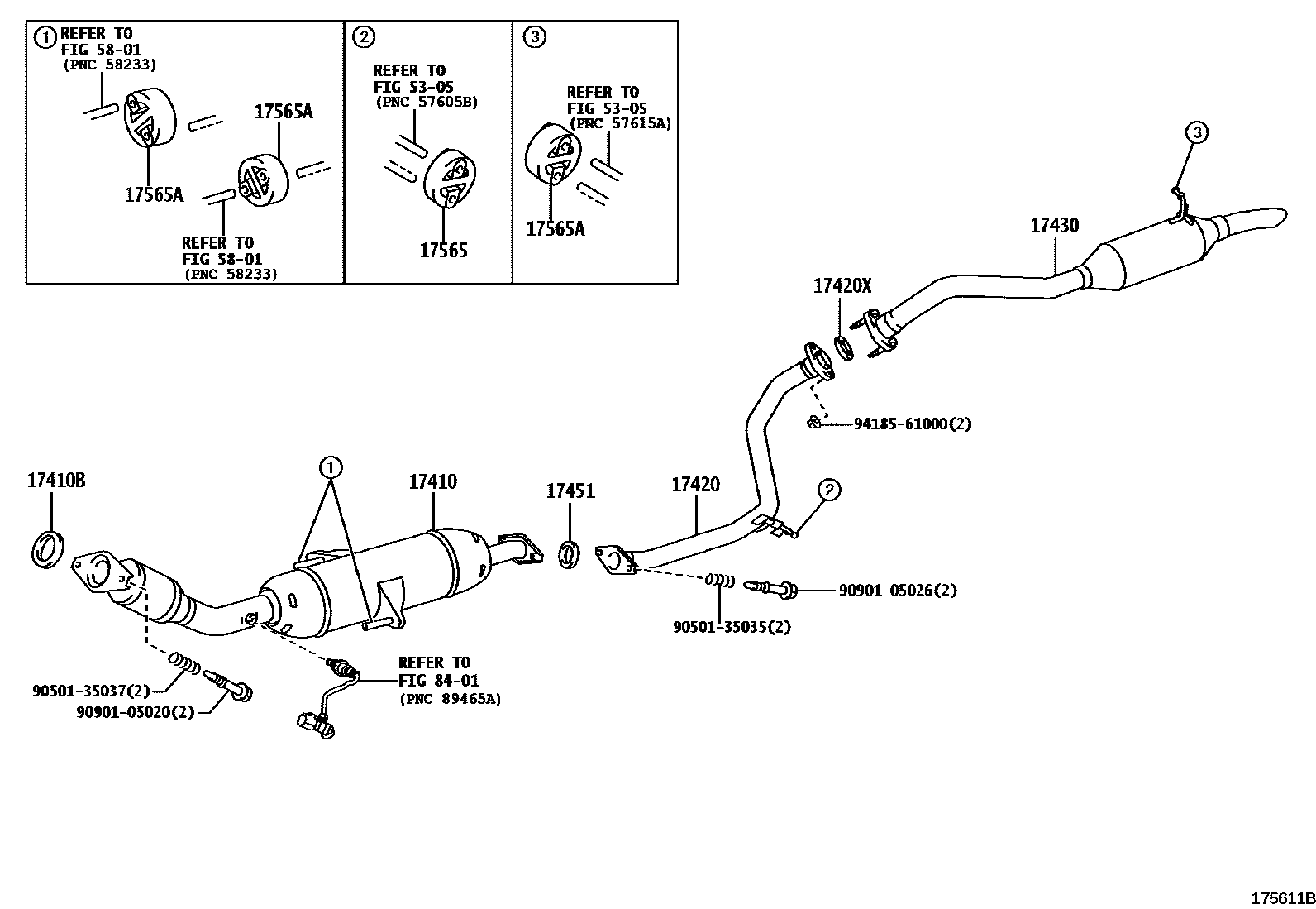 Toyota COROLLA Exhaust Pipe EPC diagram — 175611B