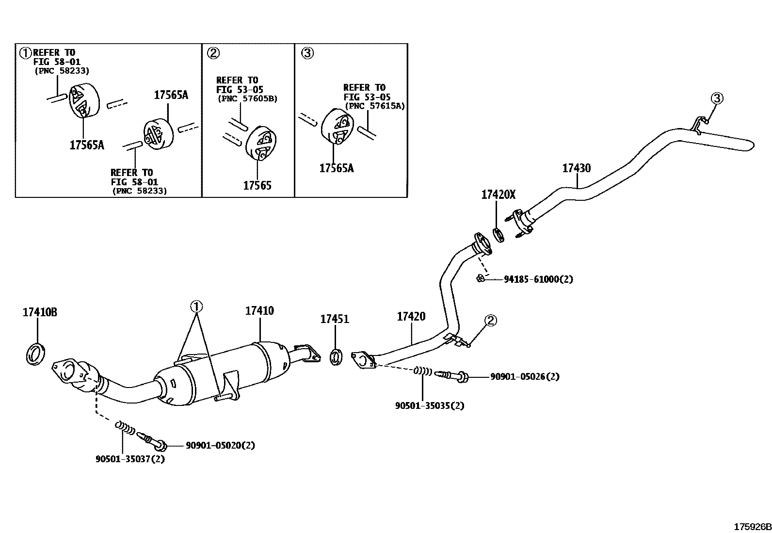Toyota COROLLA Exhaust Pipe EPC diagram — 175926B