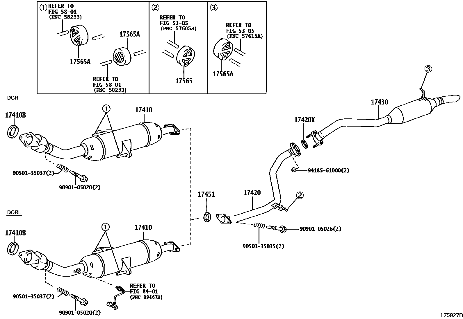 Toyota COROLLA Exhaust Pipe EPC diagram — 175927B