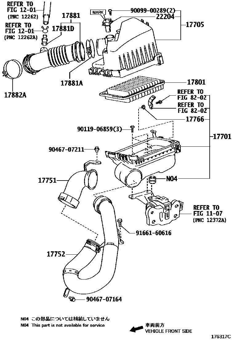 Toyota COROLLA Air Cleaner EPC diagram — 176317C