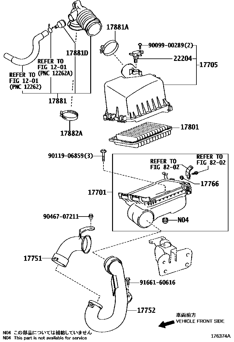 Toyota COROLLA Air Cleaner EPC diagram — 176374A