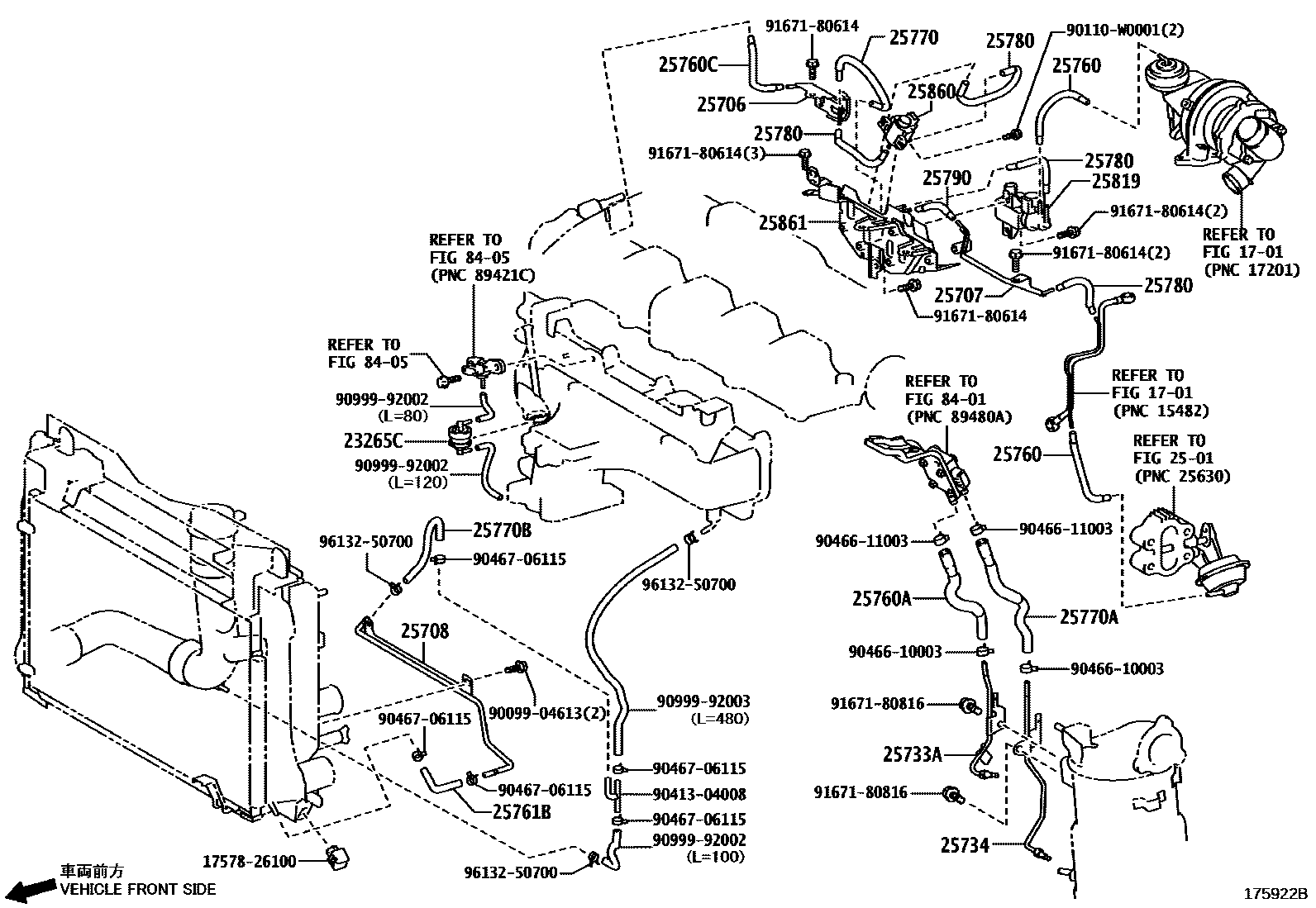 Toyota COROLLA vacuum tube EPC diagram — 175922B