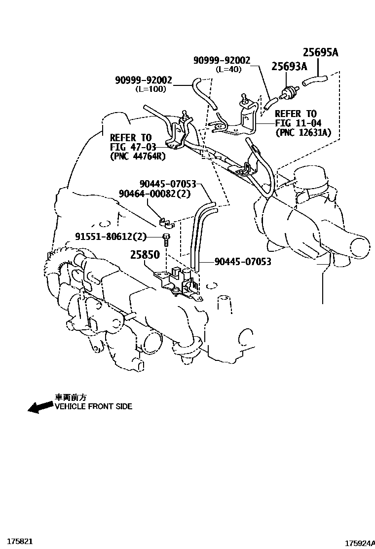 Toyota COROLLA vacuum tube EPC diagram — 175924A