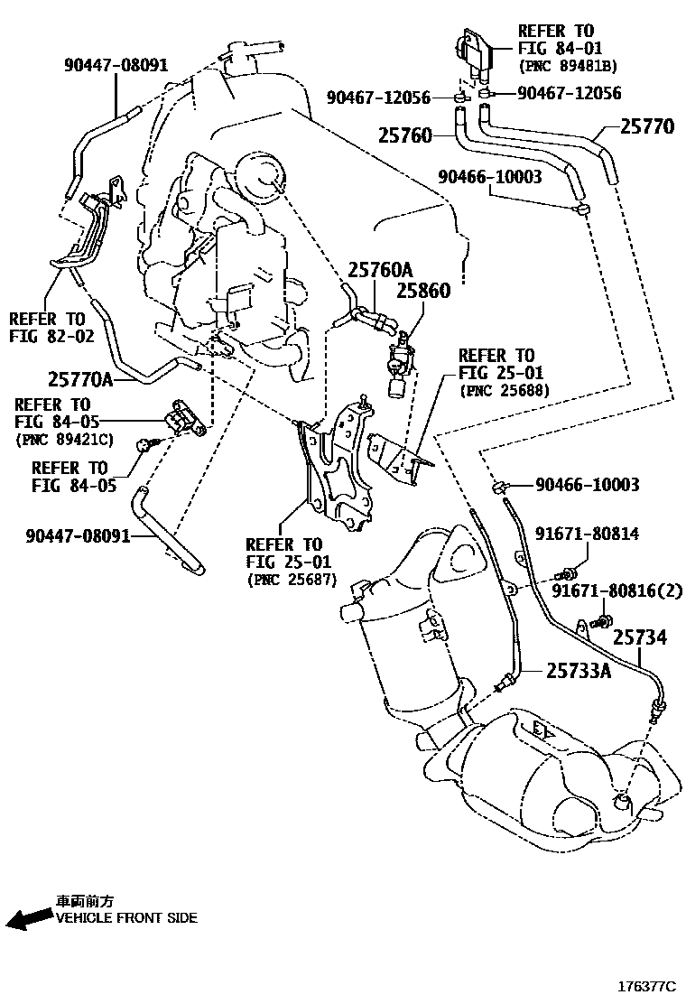 Toyota COROLLA vacuum tube EPC diagram — 176377C