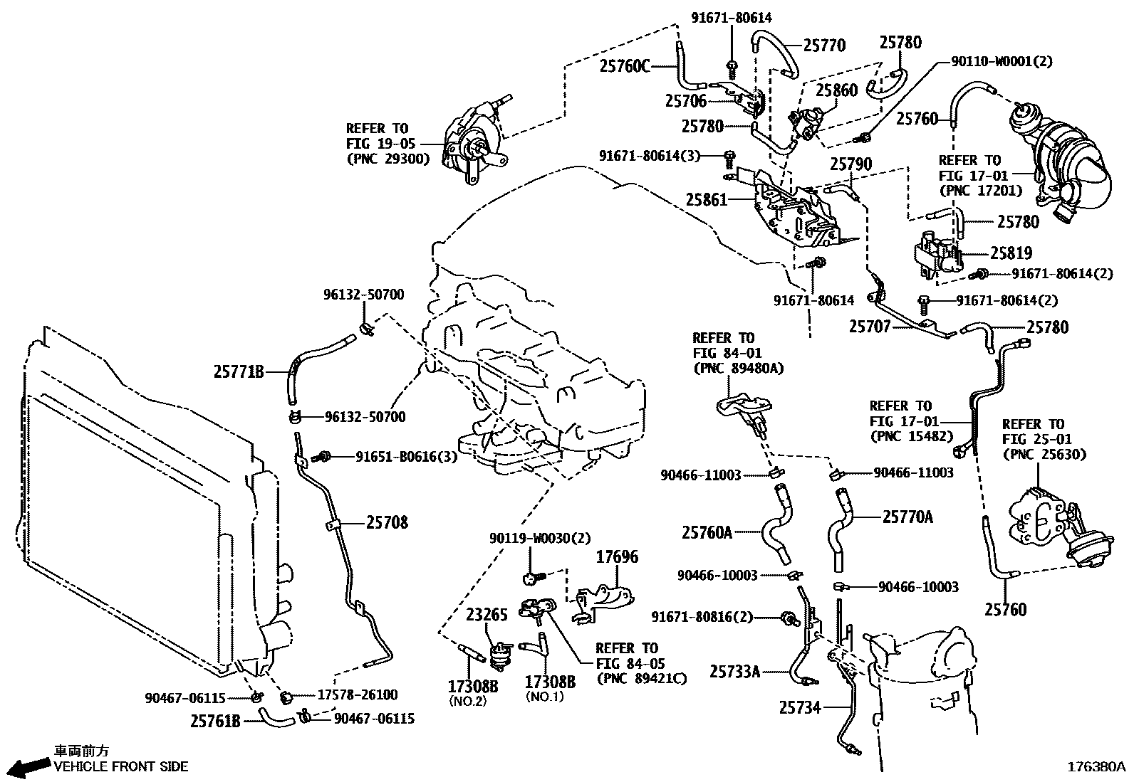 Toyota COROLLA vacuum tube EPC diagram — 176380A