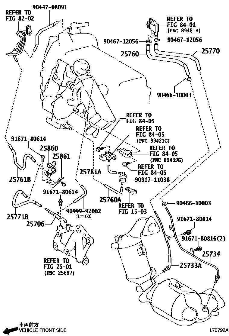 Toyota COROLLA vacuum tube EPC diagram — 176792A