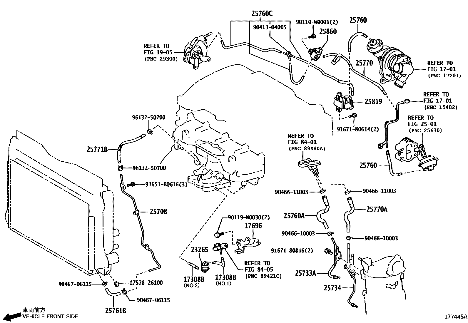 Toyota COROLLA vacuum tube EPC diagram — 177445A