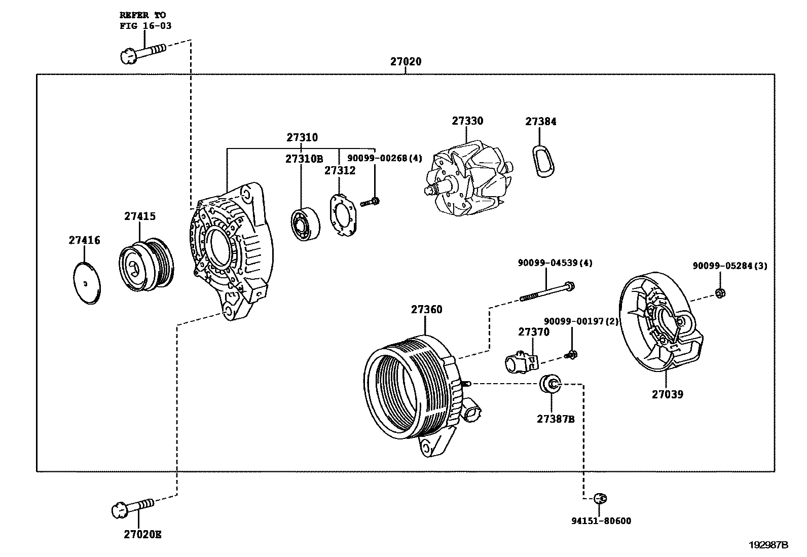 Toyota COROLLA Alternator EPC diagram — 192987B