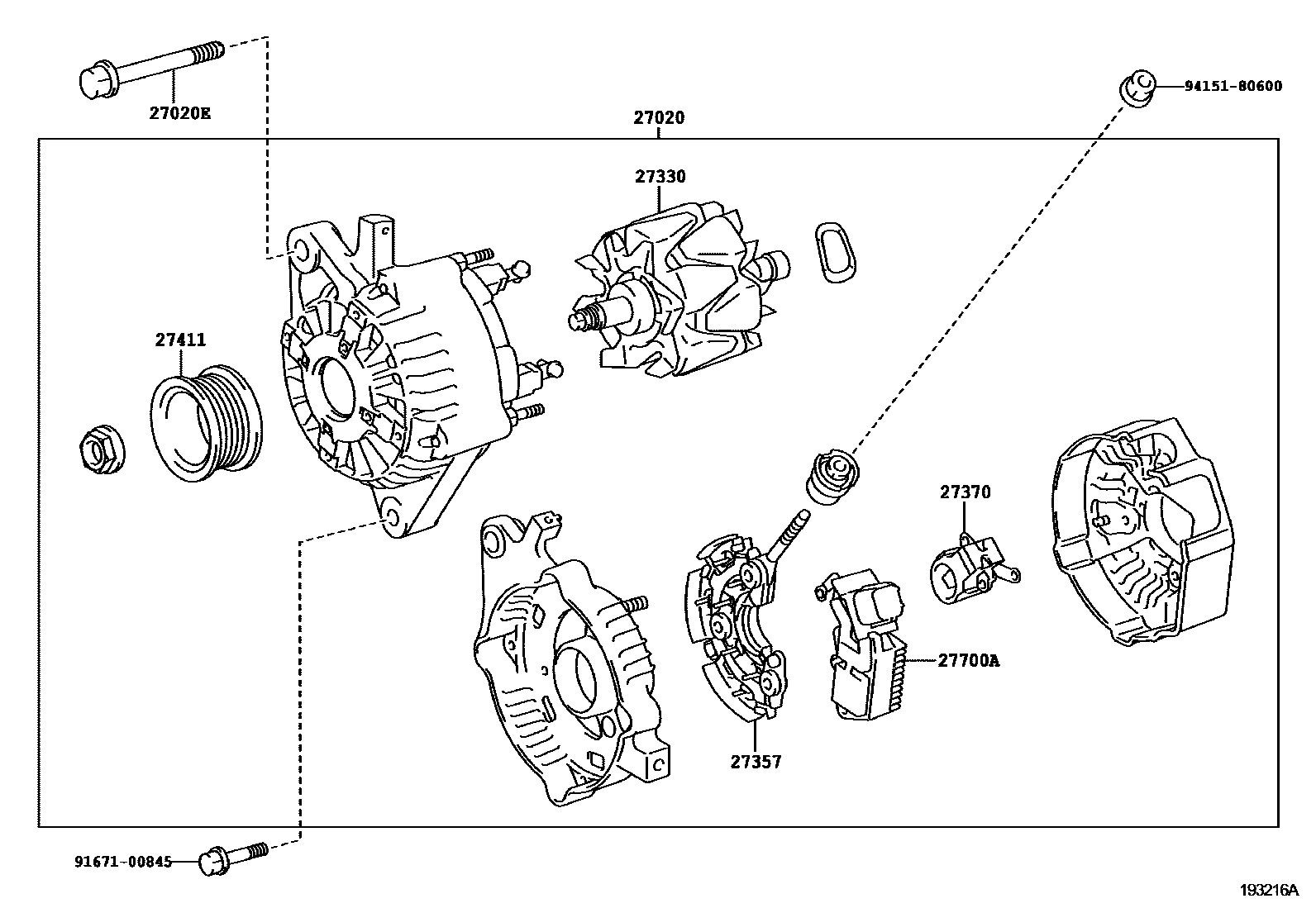 Toyota COROLLA Alternator EPC diagram — 193216A