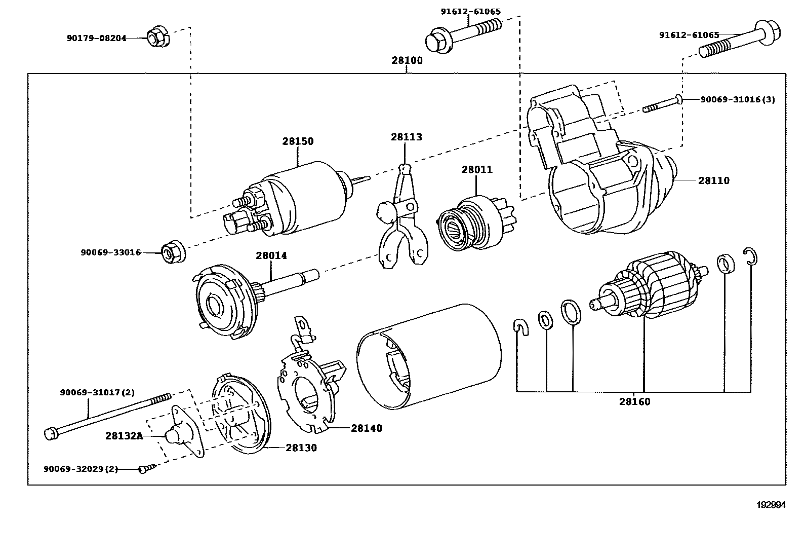 Toyota COROLLA 起动机 EPC diagram — 192994