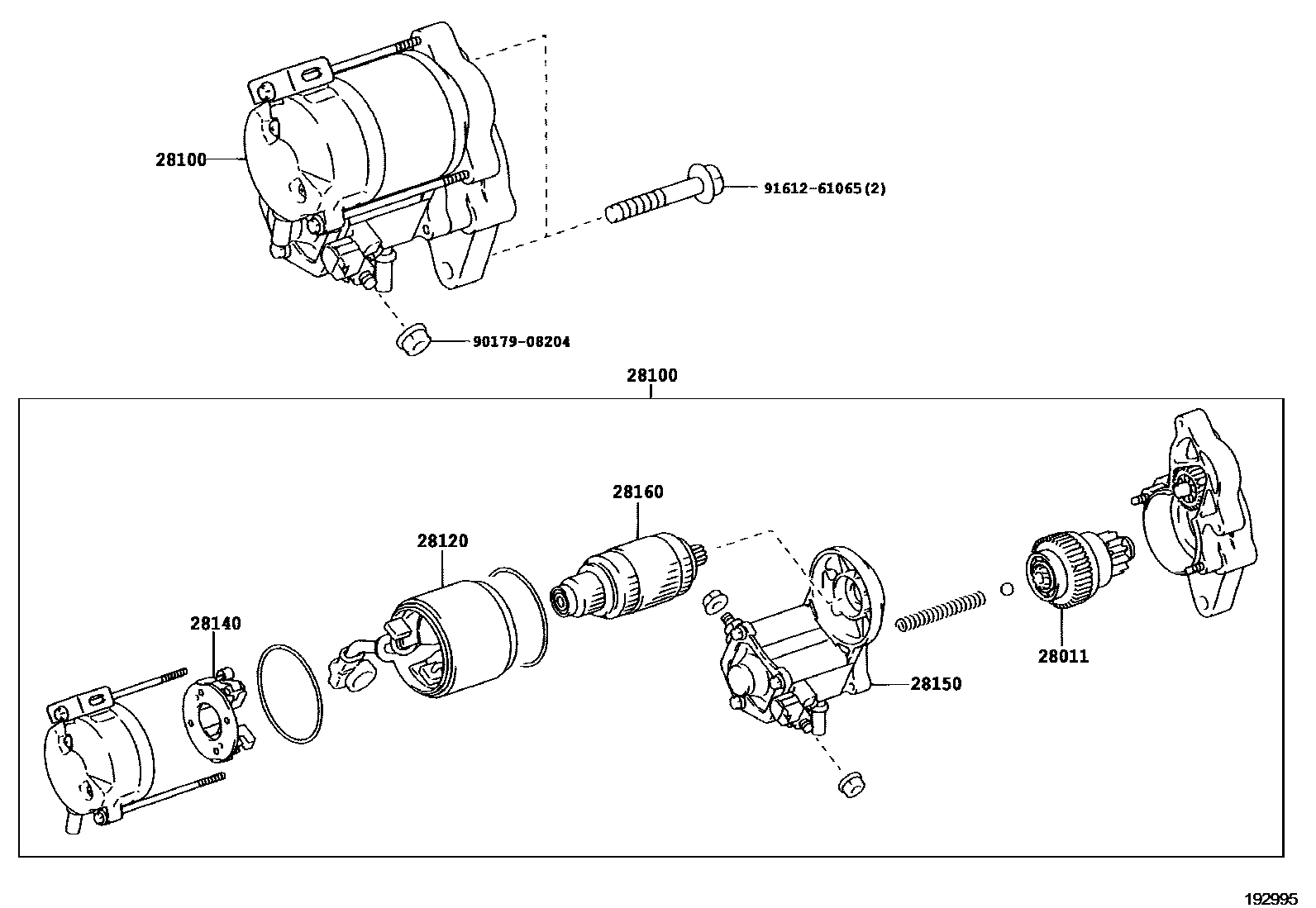 Toyota COROLLA 起动机 EPC diagram — 192995