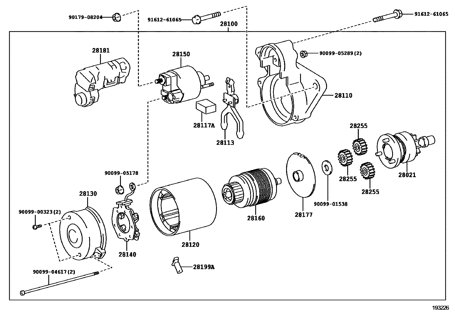 Toyota COROLLA 起动机 EPC diagram — 193226