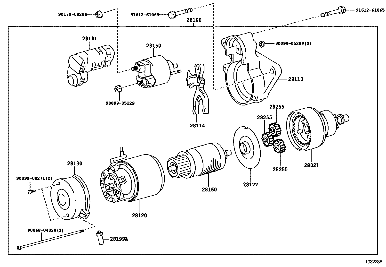 Toyota COROLLA 起动机 EPC diagram — 193228A