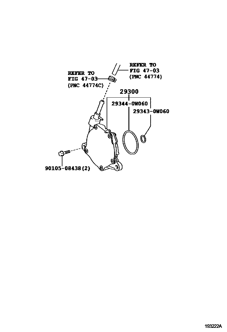 Toyota COROLLA 真空泵 EPC diagram — 193222A