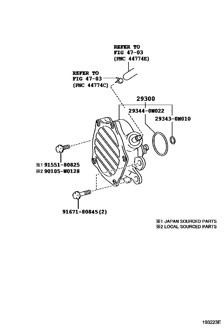 Toyota COROLLA 真空泵 EPC diagram — 193223E