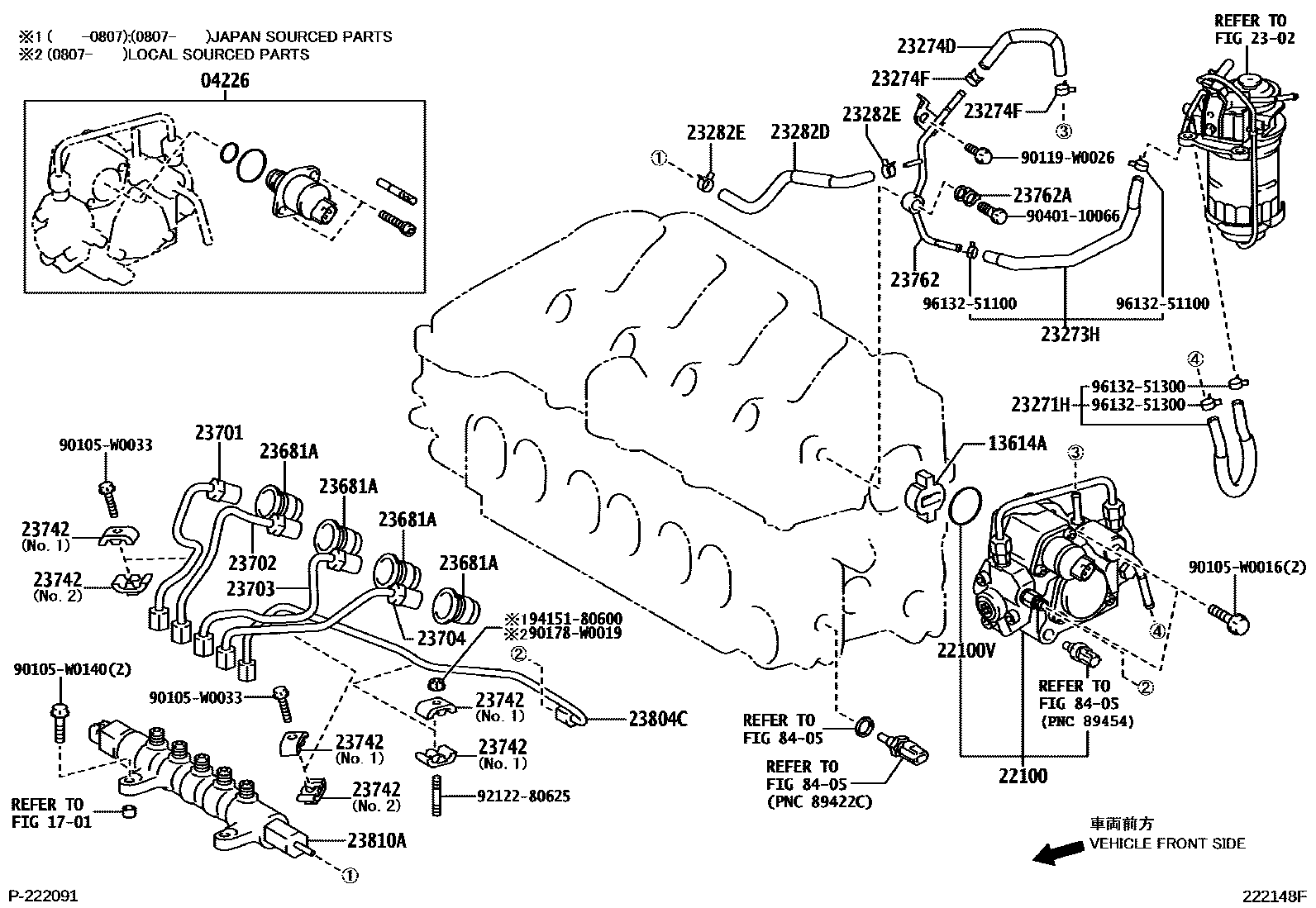 Toyota COROLLA 喷油泵总成 EPC diagram — 222148F