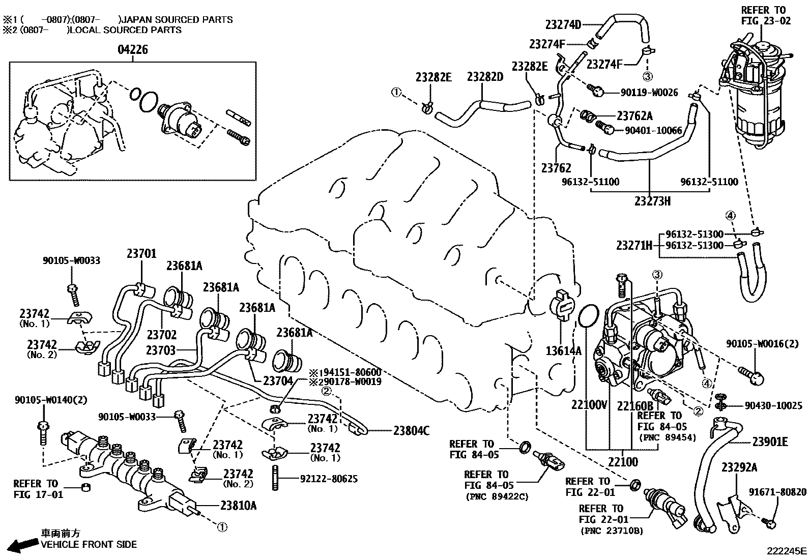 Toyota COROLLA 喷油泵总成 EPC diagram — 222245E