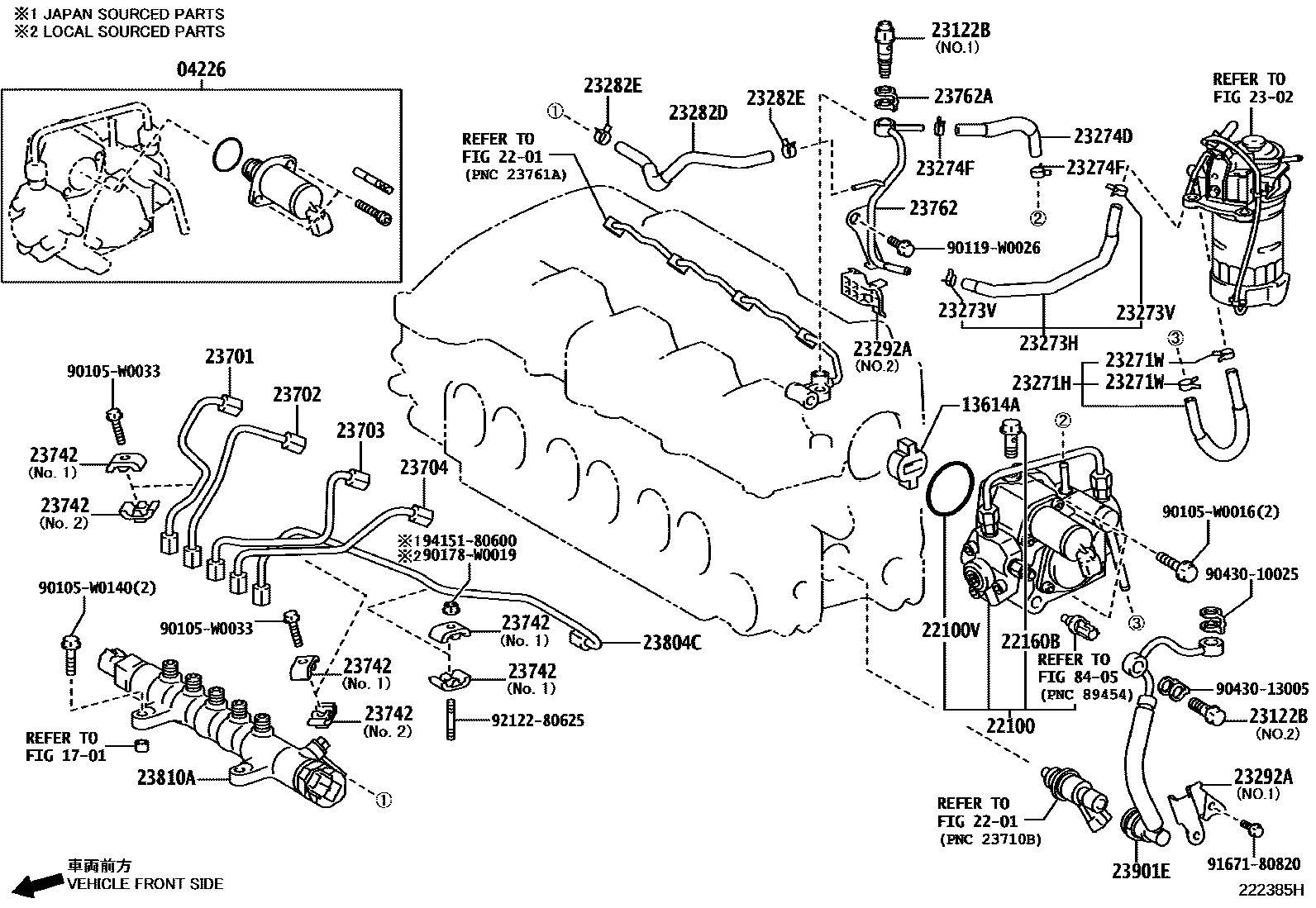 Toyota COROLLA 喷油泵总成 EPC diagram — 222385H