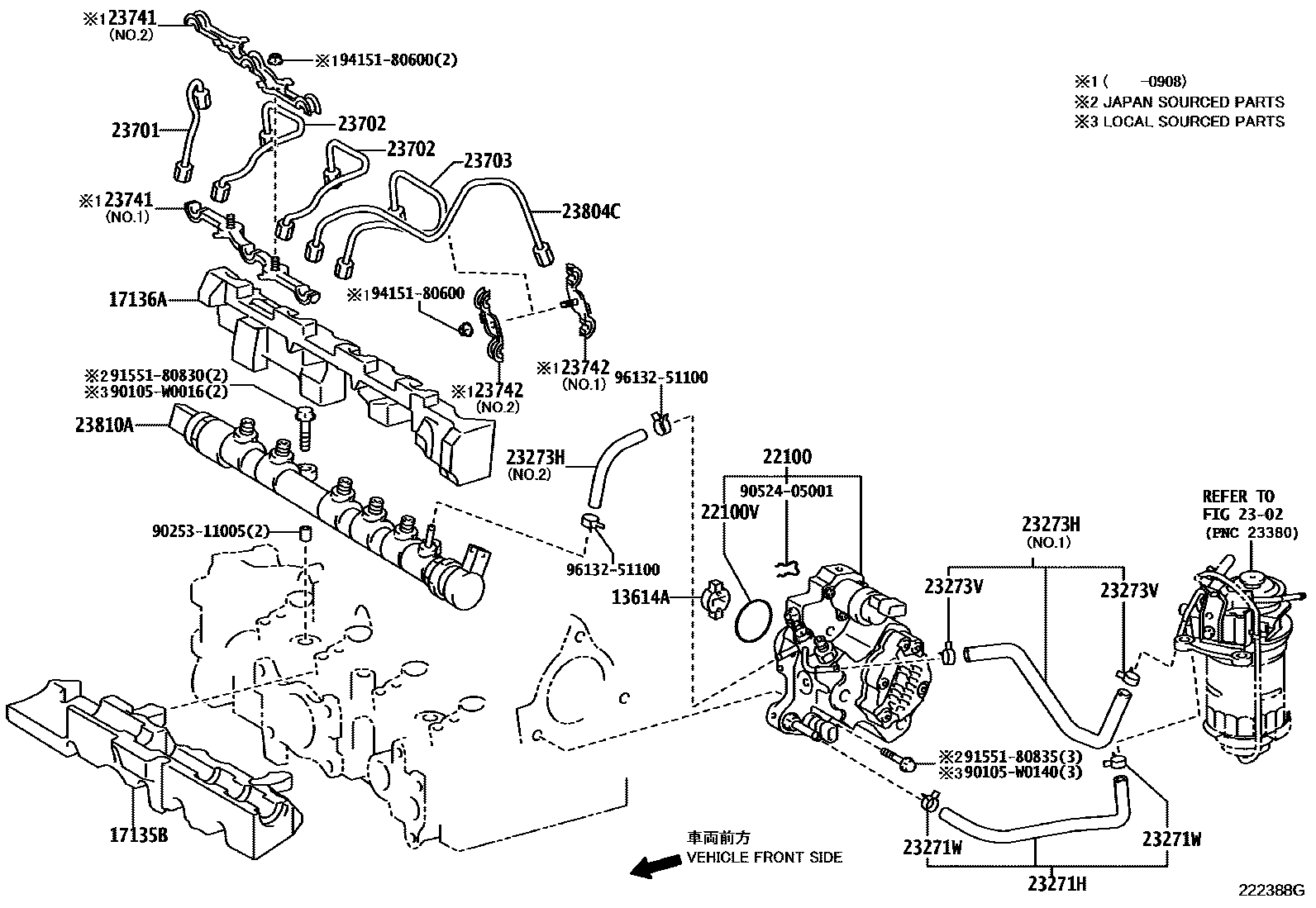 Toyota COROLLA 喷油泵总成 EPC diagram — 222388G