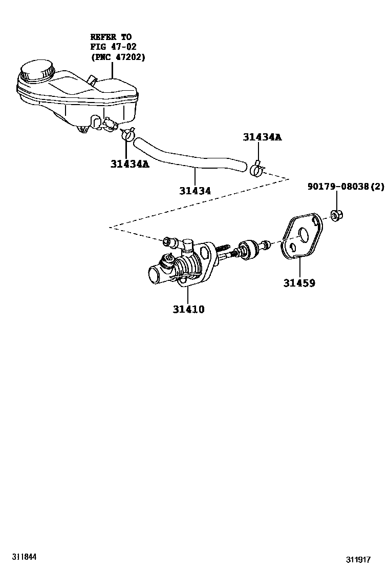 Toyota COROLLA 离合器总泵 EPC diagram — 311917