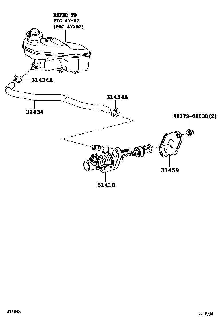 Toyota COROLLA 离合器总泵 EPC diagram — 311984