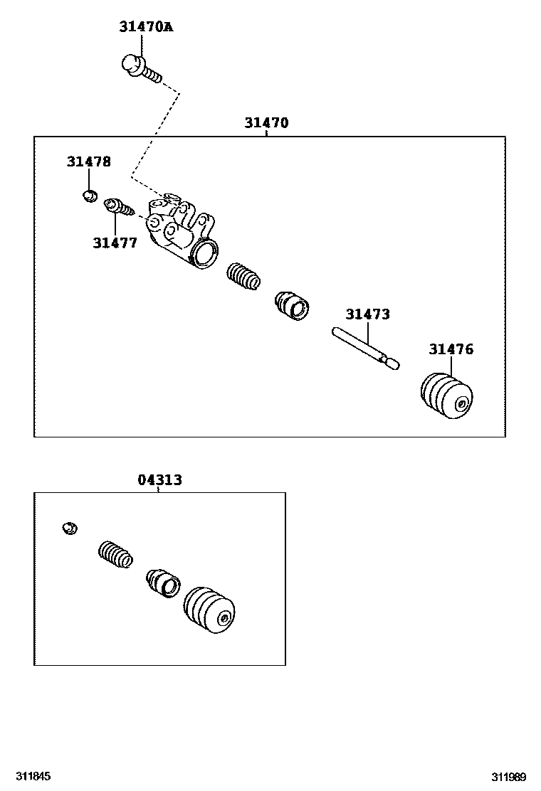 Toyota COROLLA 离合器分离缸 EPC diagram — 311989