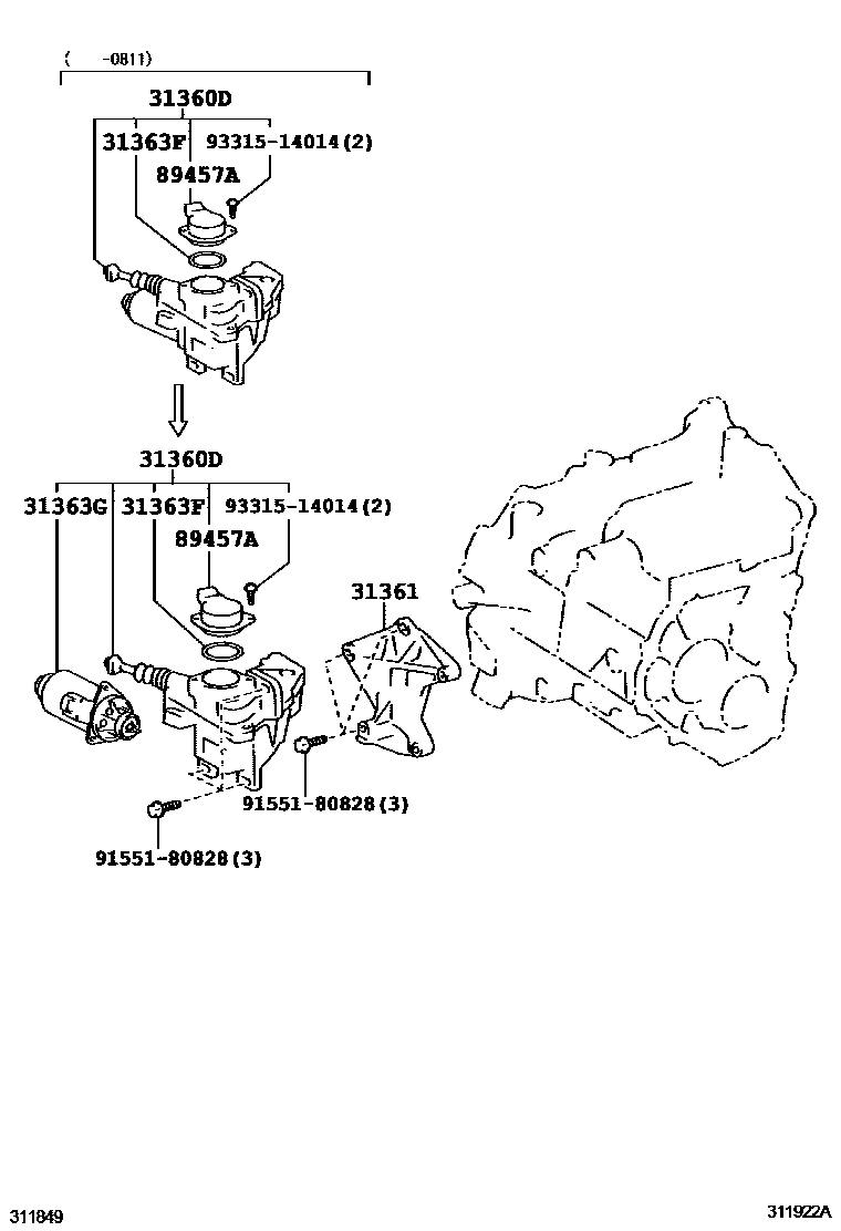 Toyota COROLLA FREE TRONIC系统 EPC diagram — 311922A