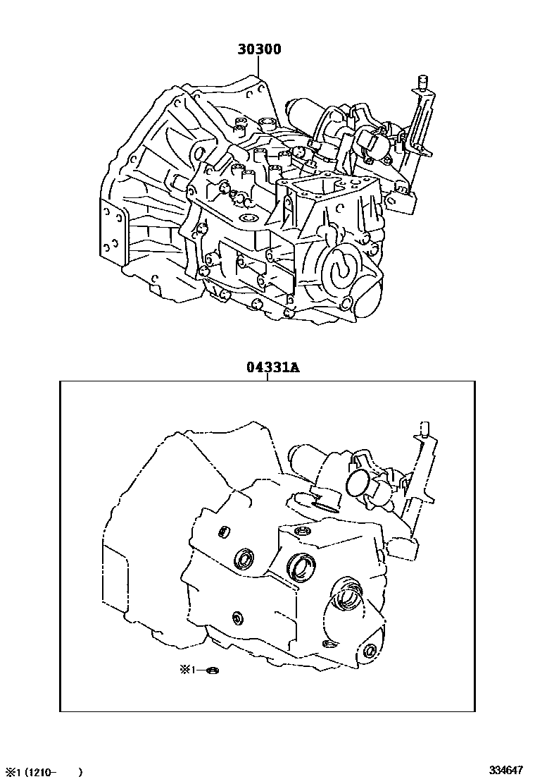 Toyota COROLLA 传动桥或变速器总成和衬垫组件(MTM) EPC diagram — 334647