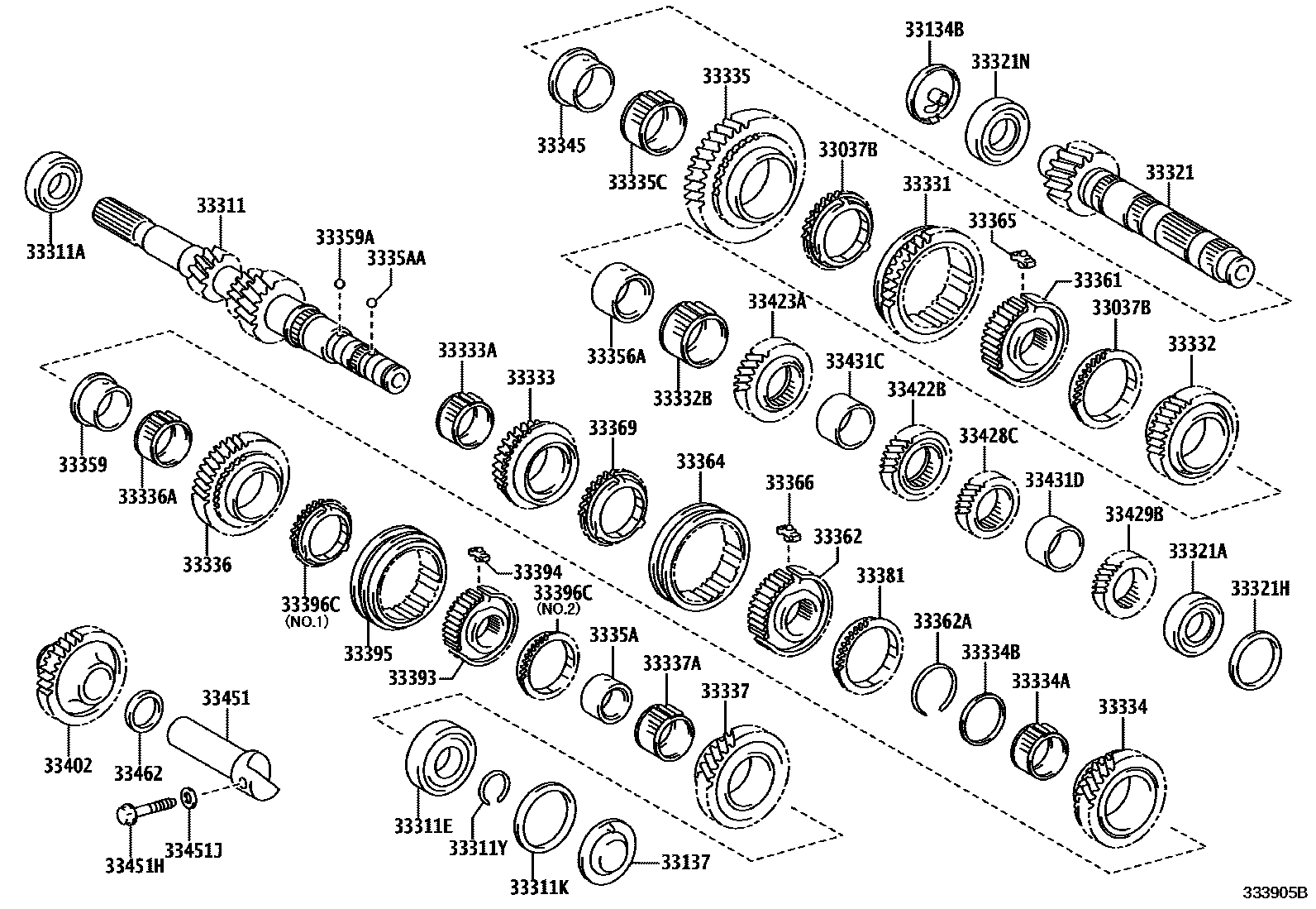 Toyota COROLLA 变速器齿轮(MTM) EPC diagram — 333905B